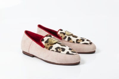 Albino Leopard with Light Pinк Velour